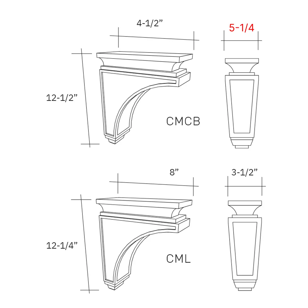 Corbels width 5-1/4w