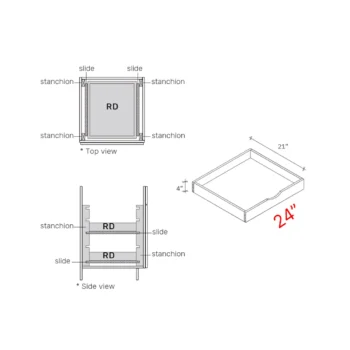 Roll out trays base cabinet width 24Wx4Hx21D