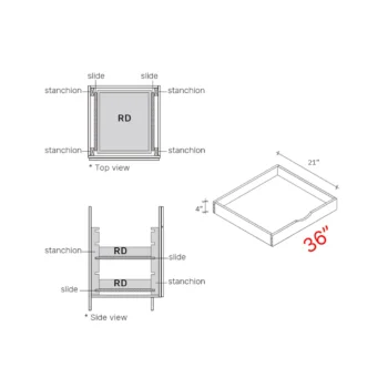 Roll out trays base cabinet width 36Wx4Hx21D