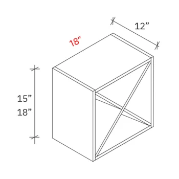 X wine rack cabinet width 18Wx18Hx12D , Height 15H - 18H