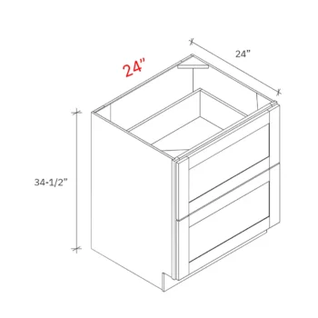 Shaker White 24w Drawer Pack Base Cabinet w2 Drawers
