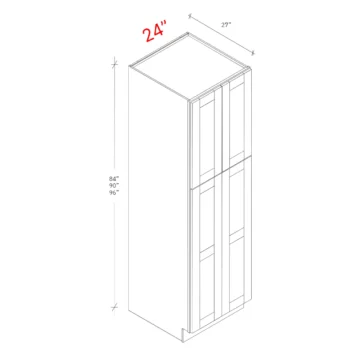 Shaker White 24w X 90h X 27d Pantry Cabinet No Roll Trays Included