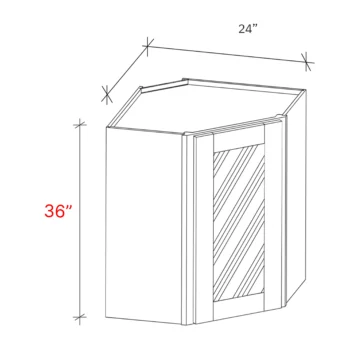 Shaker White 24″w X 36″h Clear Glass Door Diagonal Corner Wall Cabinet (Matching Interior)
