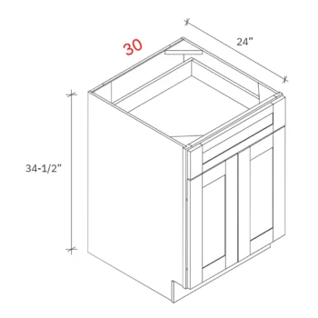 Shaker White 30"w Base Cabinet