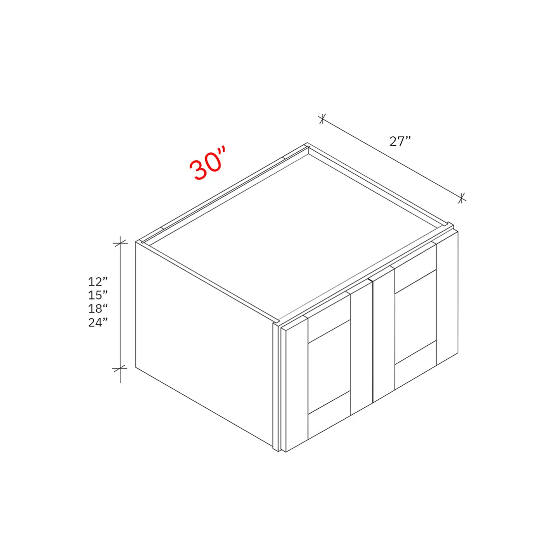 Shaker White 30"w X 12"h X 27"d Wall Cabinet
