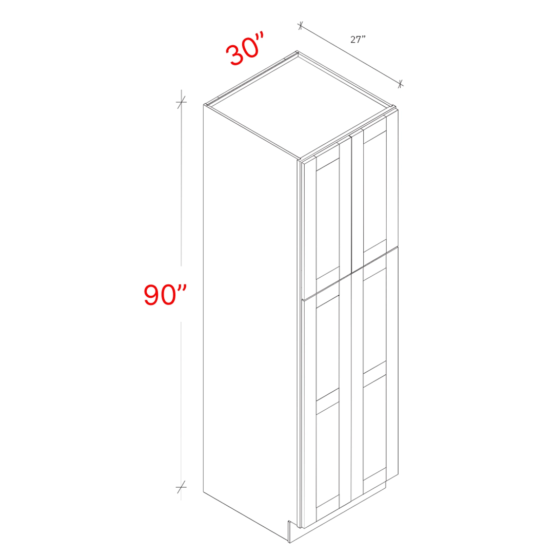 Shaker White 30w X 90h X 27d Pantry Cabinet No Roll Trays Included