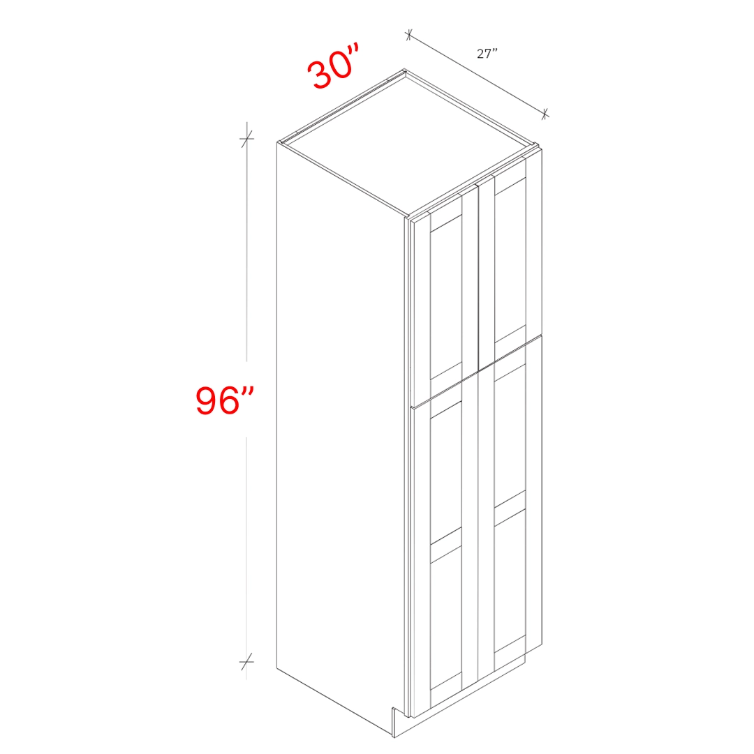 Shaker White 30w X 96h X 27d Pantry Cabinet No Roll Trays Included