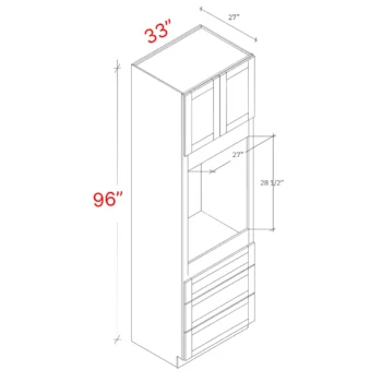 Shaker White 33w X 96h X 27d Oven Cabinet Opening = 27w