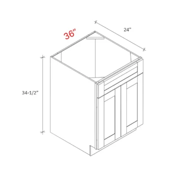 Shaker White 36"w Sink Base Cabinet