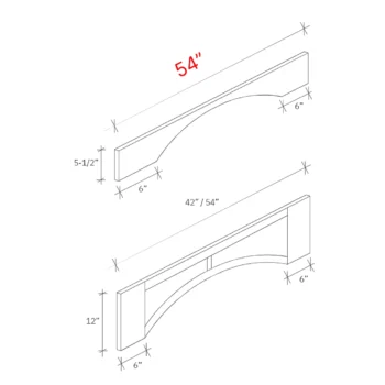 Shaker White 54 w X 5 1 2h Shaker Arch Valance