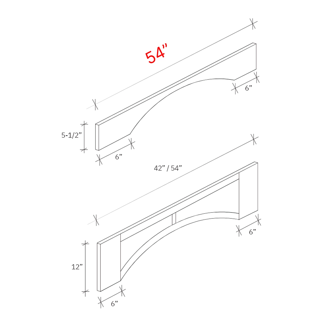 Shaker White 54 w X 5 1 2h Shaker Arch Valance