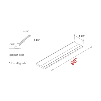Shaker White 96w Traditional Crown Molding Finished Height