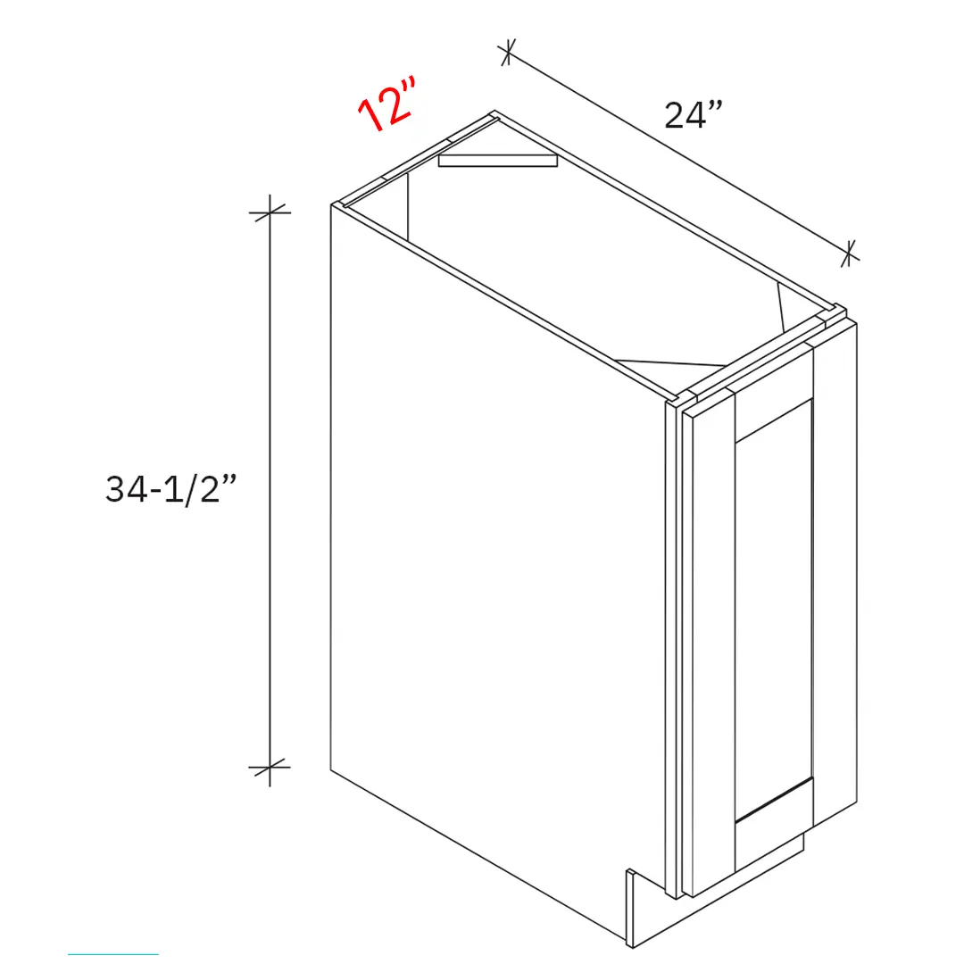 Shaker white 12_w Base Cabinet - Full Height