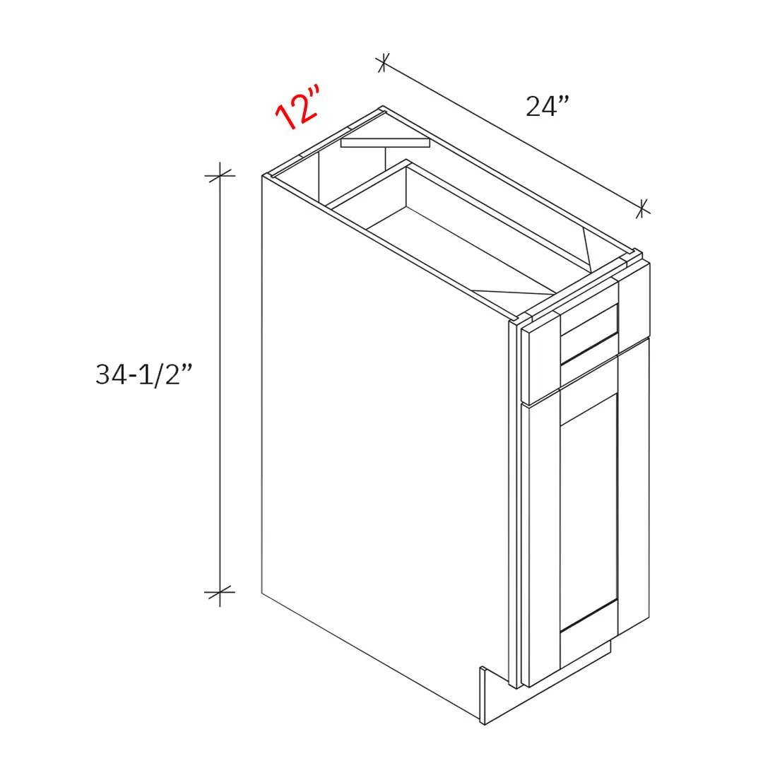Shaker White 12"w Base Cabinet