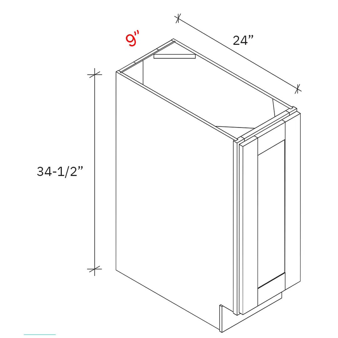 Shaker white 9_w Base Cabinet - Full Height