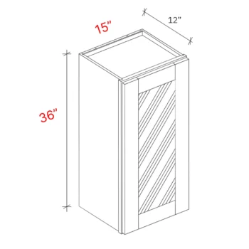 wall cabinet one door width 15Wx36Hx12D