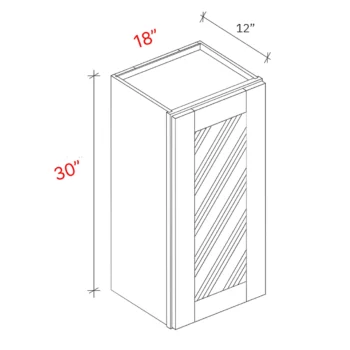 wall cabinet one door width 18Wx30Hx12D