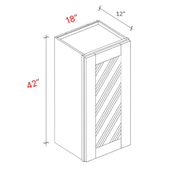 wall cabinet one door width 18Wx42Hx12D