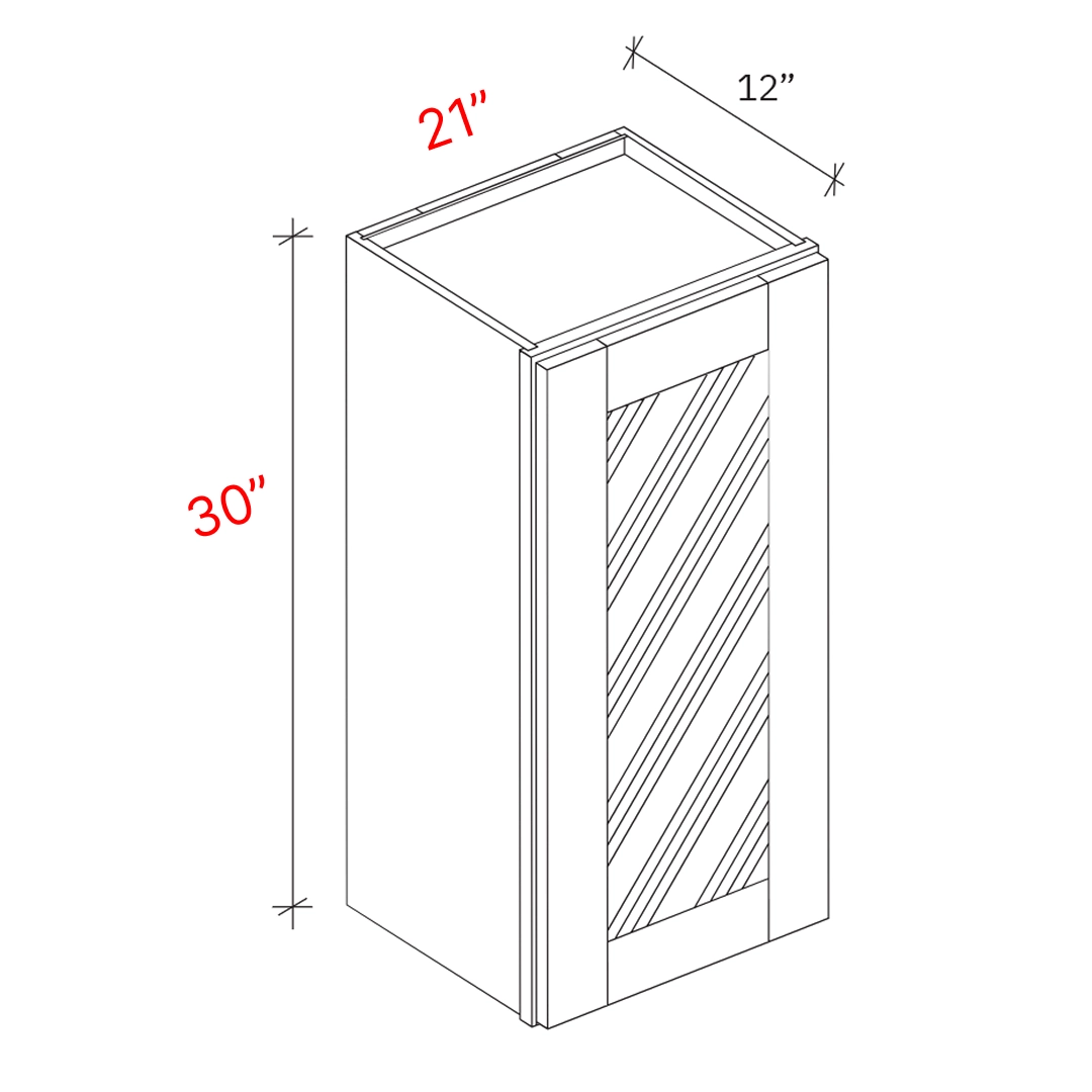wall cabinet one door width 21Wx30Hx12D