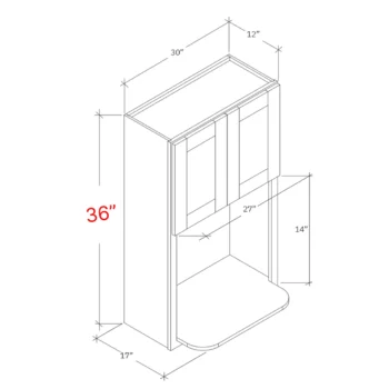wall microwave cabinet width 30W and height 36