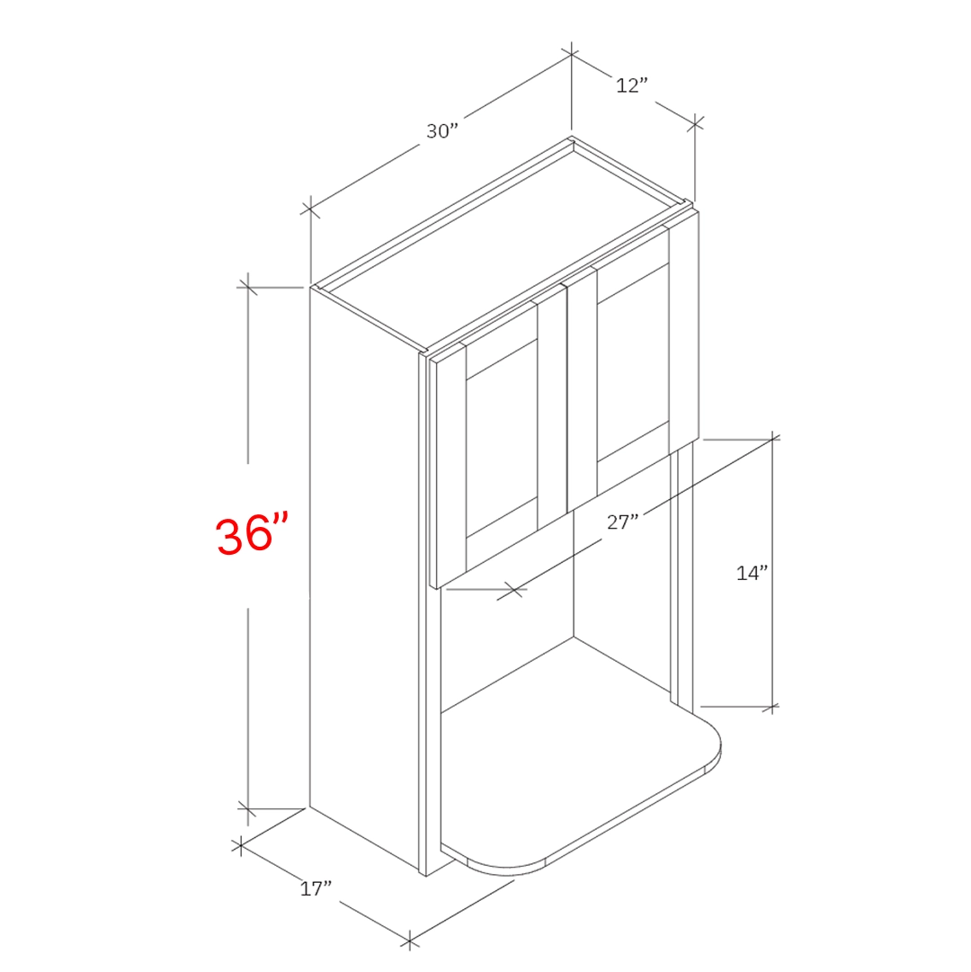 wall microwave cabinet width 30W and height 36