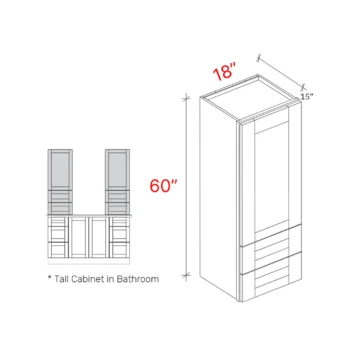 Shaker Grey 18_w X 60_h X 15_d Counter Wall Cabinet