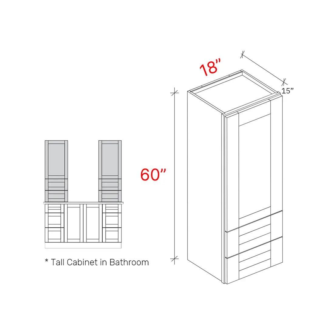 Shaker Grey 18_w X 60_h X 15_d Counter Wall Cabinet