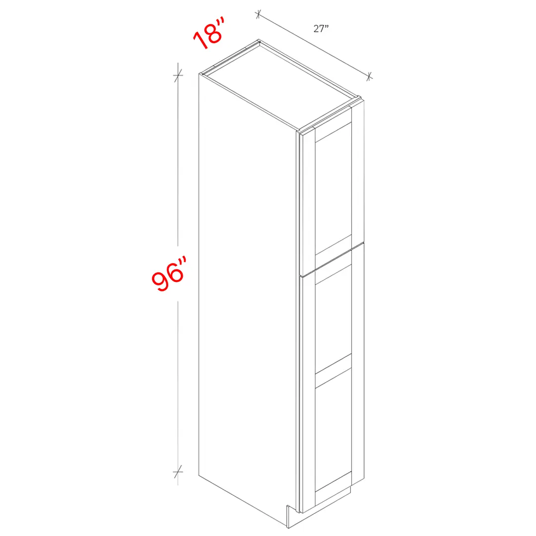 Shaker Grey 18_w X 96_h X 27_d Pantry Cabinet (No Roll Trays Included)