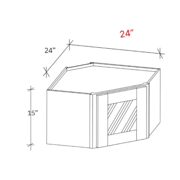 Shaker Grey 24_w X 15_h Clear Glass Door Corner Pie Cut Stacker Cabinet (with finshed interior)