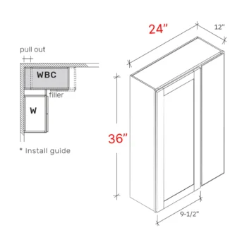 Shaker Grey 24_w X 36_h Blind Corner Cabinet
