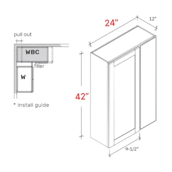 Shaker Grey 24_w X 42_h Blind Corner Cabinet