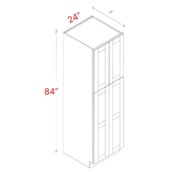 Shaker Grey 24_w X 84_h X 27_d Pantry Cabinet (No Roll Trays Included)