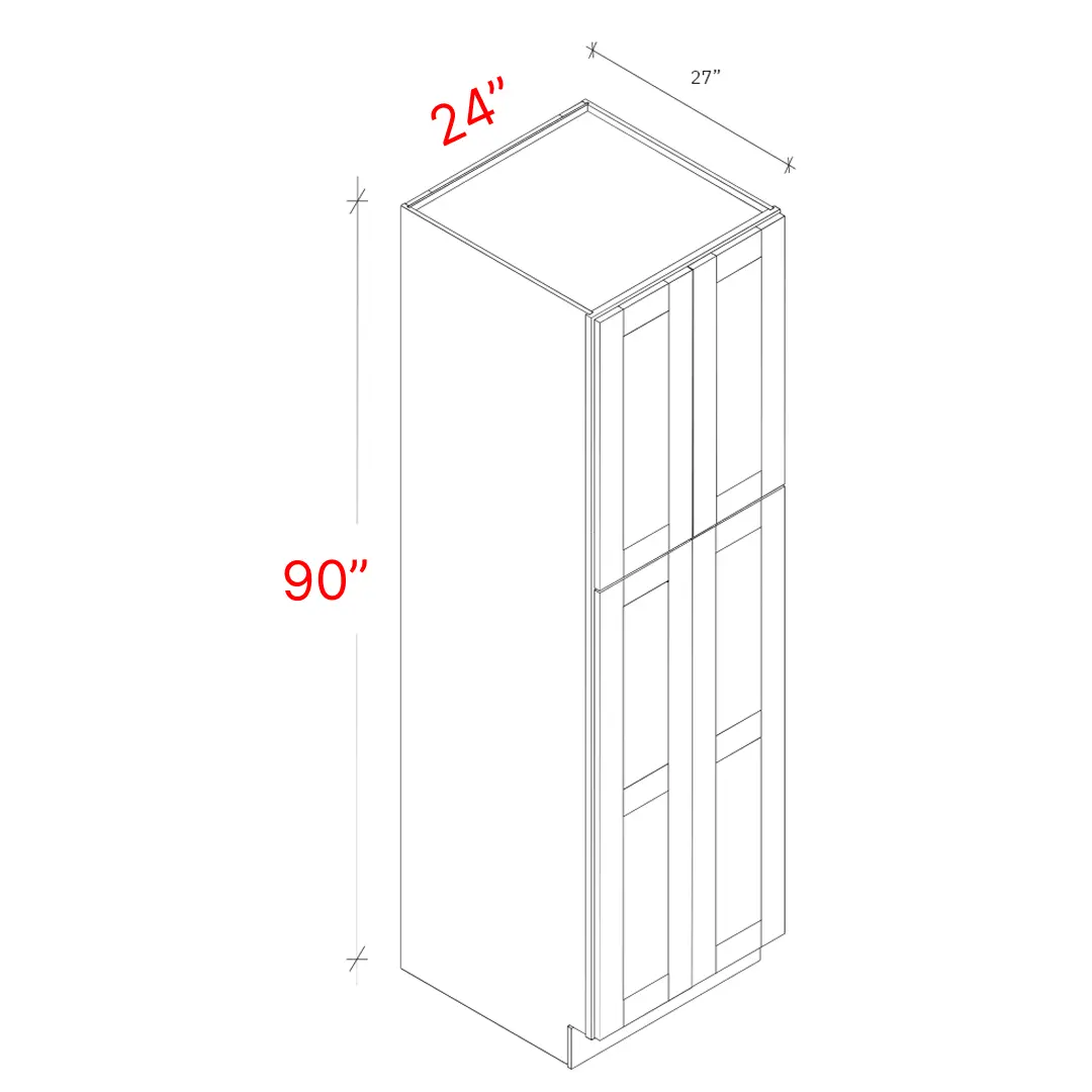 Shaker Grey 24_w X 90_h X 27_d Pantry Cabinet (No Roll Trays Included)