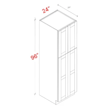 Shaker Grey 24_w X 96_h X 27_d Pantry Cabinet (No Roll Trays Included)