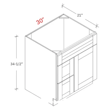 Shaker Grey 30_w Vanity Combo Sink (Drawers Left) (1)