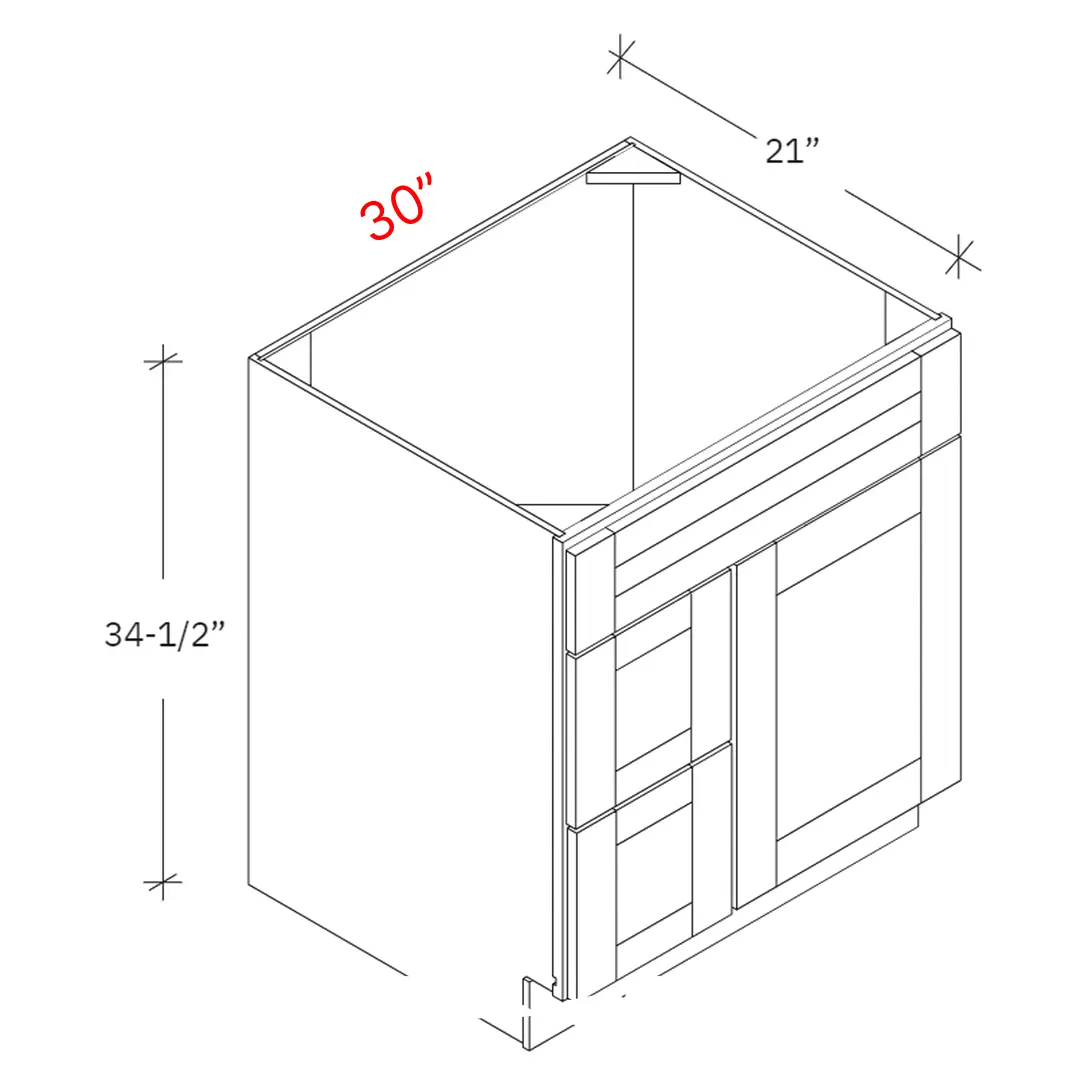 Shaker Grey 30_w Vanity Combo Sink (Drawers Left) (1)