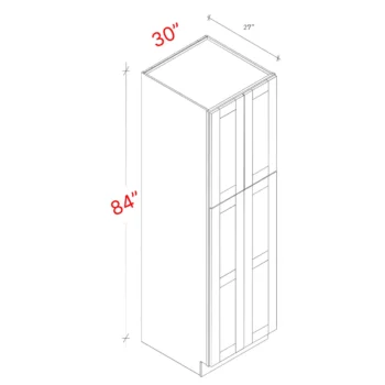 Shaker Grey 30_w X 84_h X 27_d Pantry Cabinet (No Roll Trays Included)