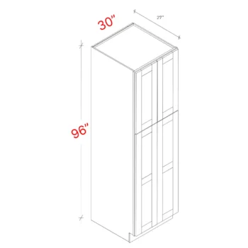 Shaker Grey 30_w X 96_h X 27_d Pantry Cabinet (No Roll Trays Included)