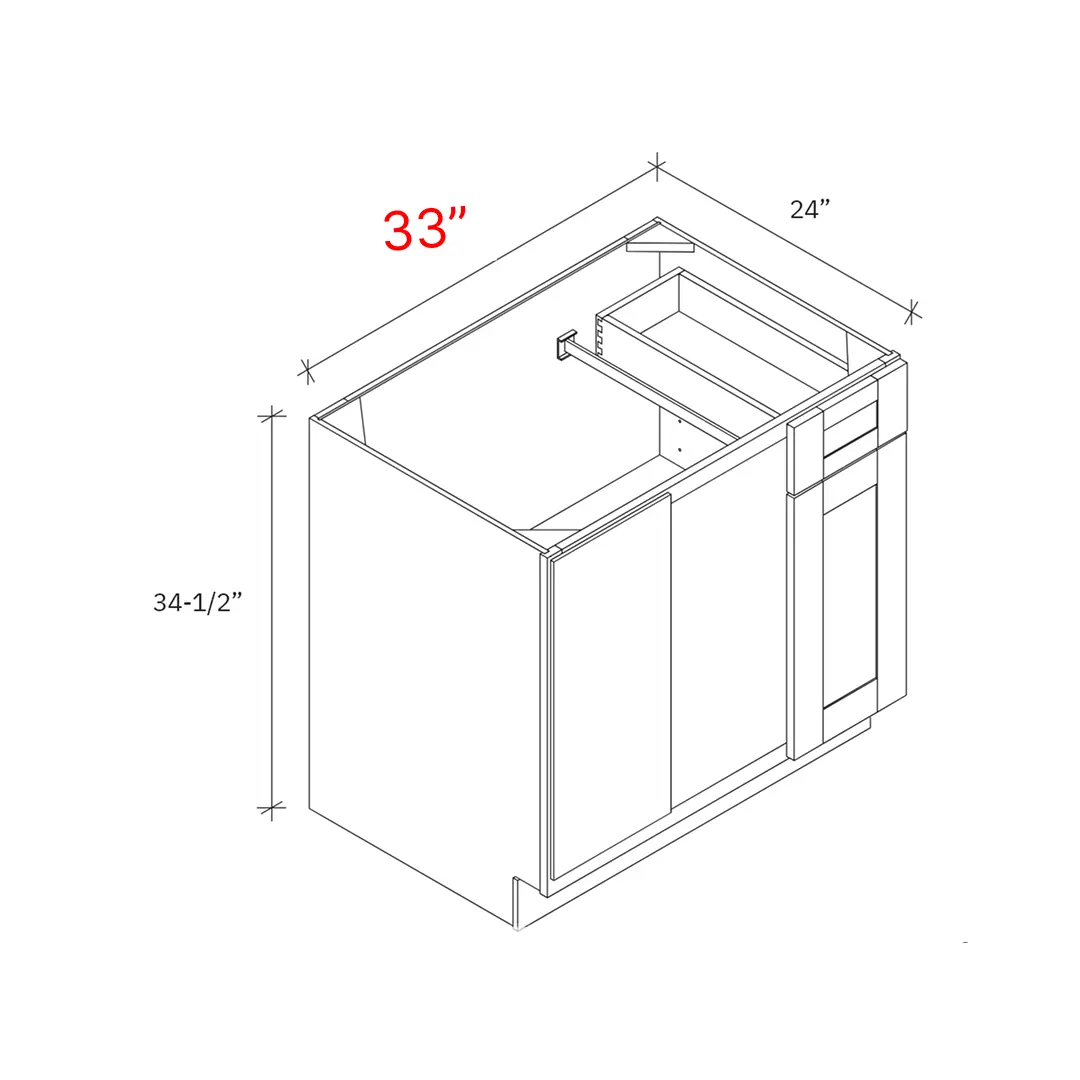 Shaker Grey 33_w Blind Base Corner - Fills 39-42_ Space (6_ Min - 9_ Max Pull)
