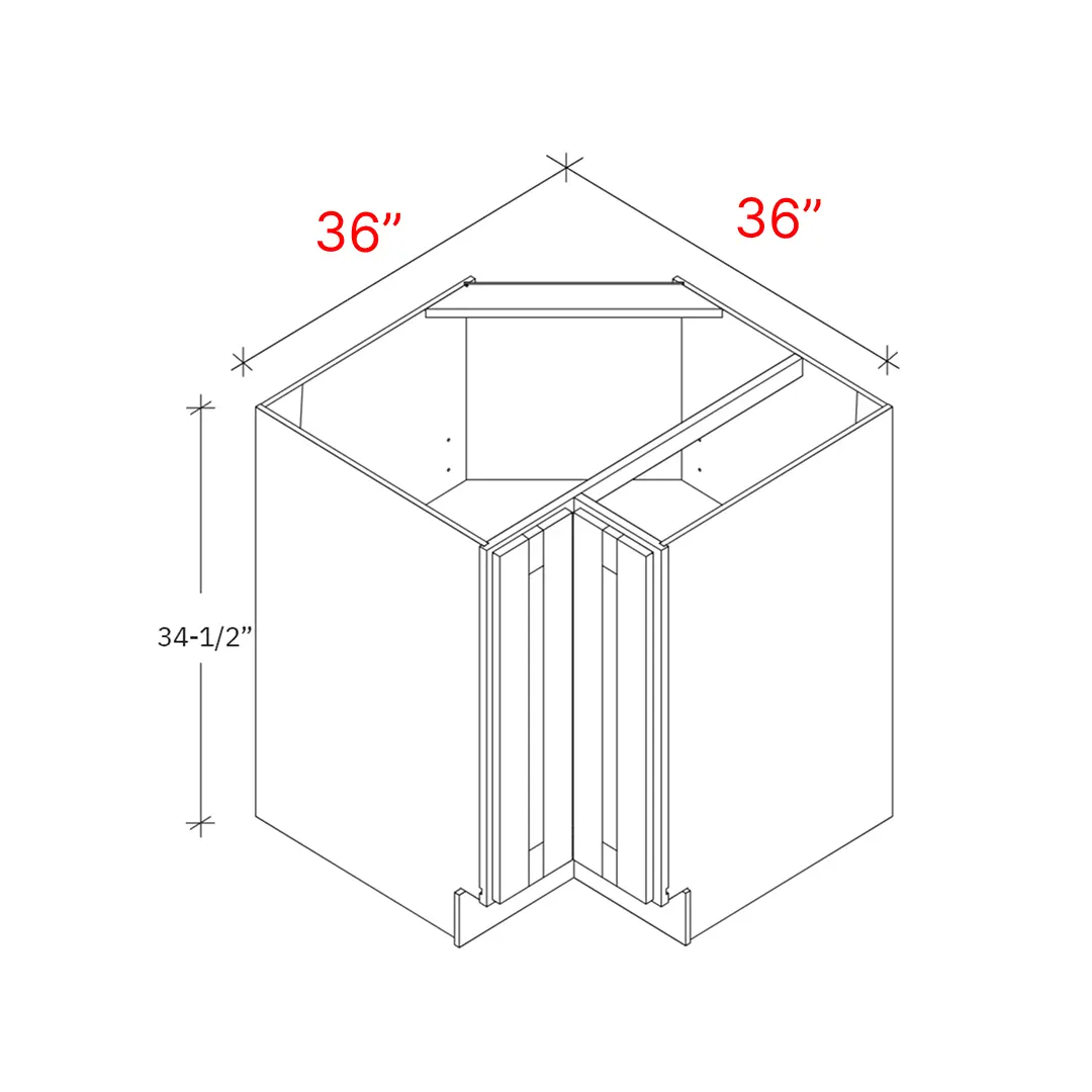Shaker Grey 36_w EZ Reach Base Corner Cabinet (Lazy Susan Trays - Not Included)