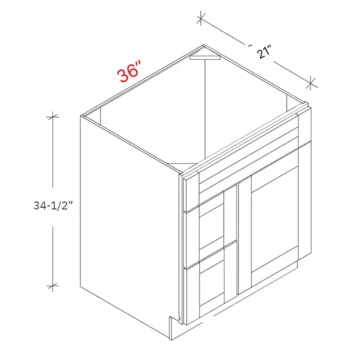 Shaker Grey 36_w Vanity Combo Sink (Drawers Left)