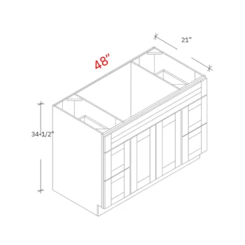 Shaker Grey 48_w Vanity Combo Sink (Drawers Left & Right)