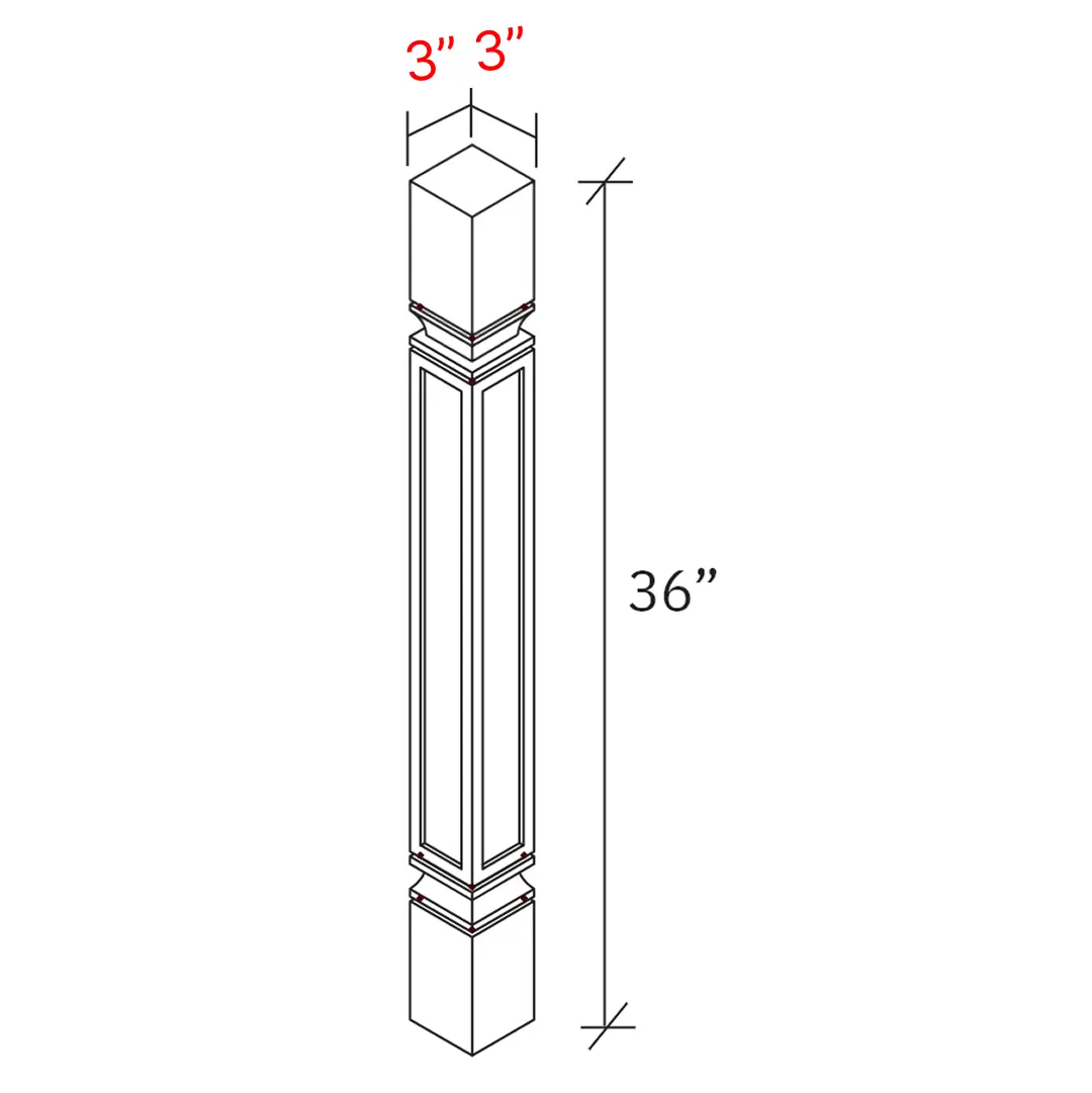 Shaker Grey Post - 3_w X 3_d X 36_h