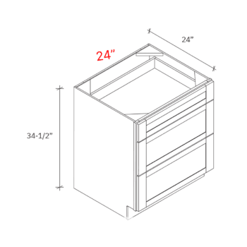 Shaker Natural 24w Drawer Pack Base Cabinet w3 Drawers