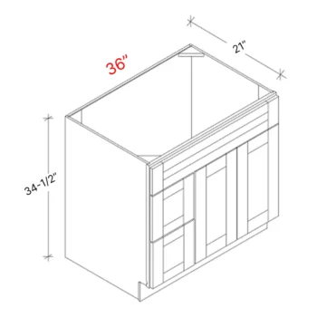 Shaker Natural 36_w Vanity Combo Sink (Drawers Left)
