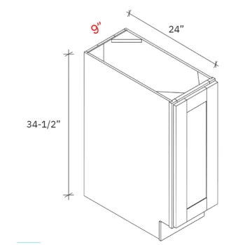 Shaker Natural 9"w Base Cabinet - Full Height