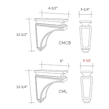 Shaker Natural Corbel - 3 12w X 12 14h X 8d