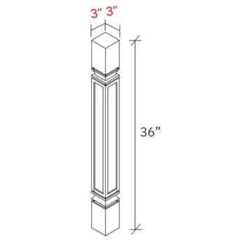 Shaker Natural Post - 3_w X 3_d X 36_h
