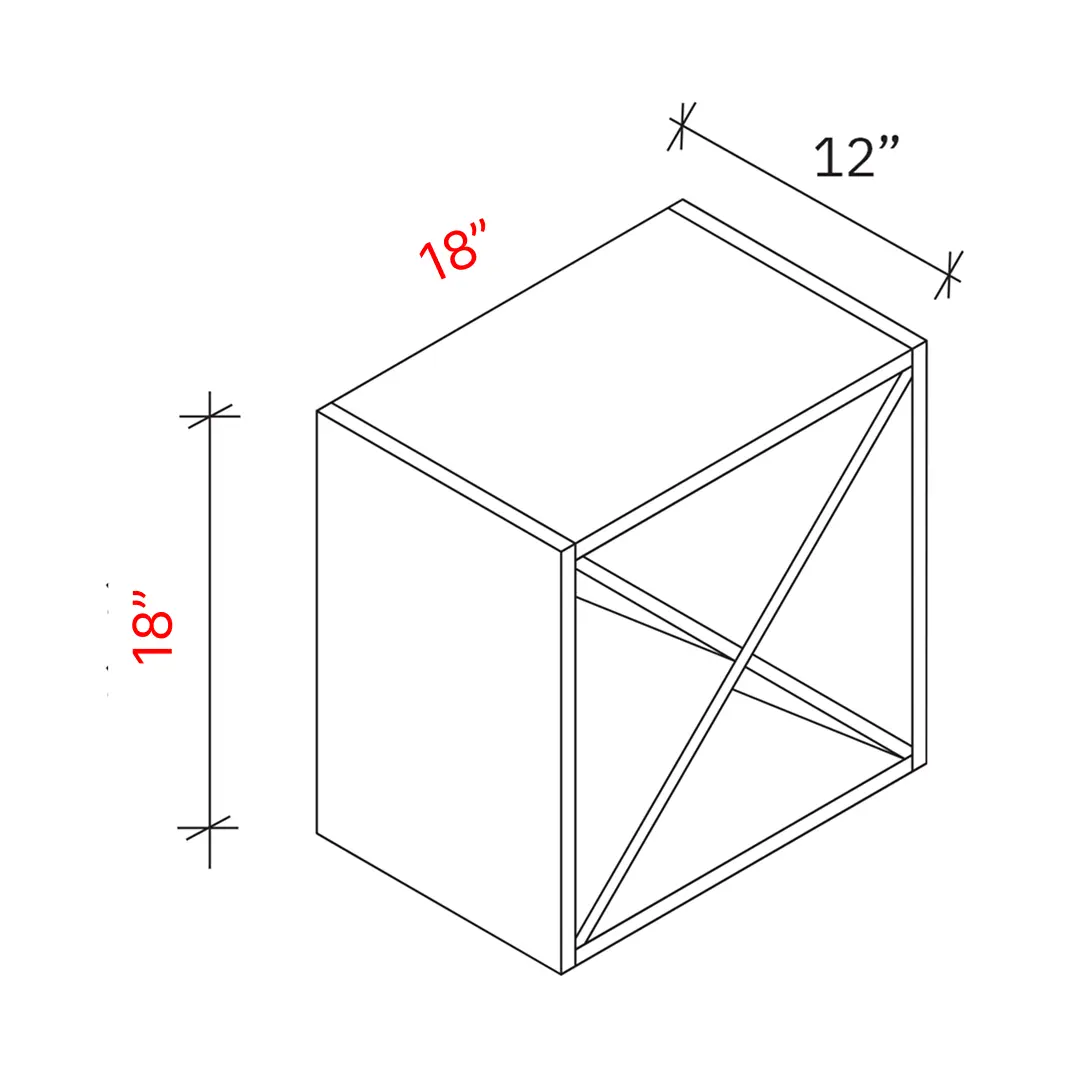 X wine rack cabinet width 18Wx18Hx12D