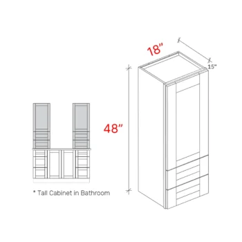 Bevel Blue 18"w X 48"h X 15"d Counter Wall Cabinet